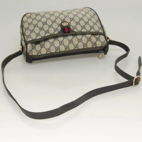 GUCCI GG Supreme Sherry Line Shoulder Bag PVC Navy Gold 89 02 077 Auth BA3642 - Picture 8 of 16